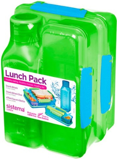 Набор контейнеров и бутылка для воды Sistema Lunch 3 Pack, 475 мл Green (1590)