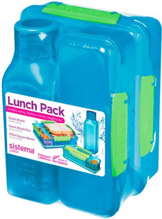 Набор контейнеров и бутылка для воды Sistema Lunch 3 Pack, 475 мл Blue (1590)