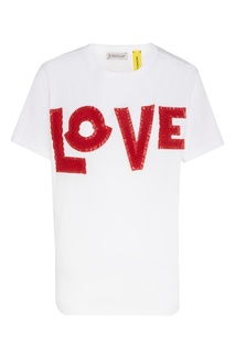 Красно-белая футболка Love Moncler