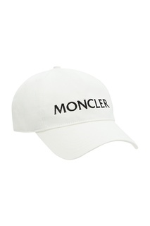 Белая бейсболка с черным логотипом Moncler
