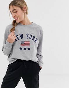 Свитшот с принтом New York ASOS DESIGN - Серый