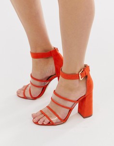 Босоножки на каблуке с прозрачными ремешками London Rebel - Оранжевый