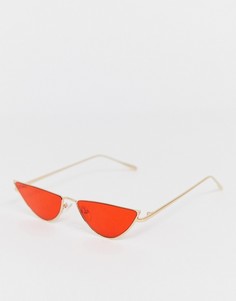 Золотистые солнцезащитные очки кошачий глаз с красными стеклами ASOS DESIGN - Золотой