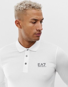 Поло белого цвета с длинными рукавами и логотипом EA7 - Белый
