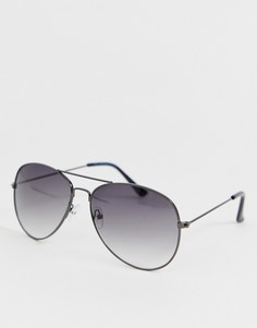 Черные солнцезащитные очки-авиаторы New Look - Серебряный