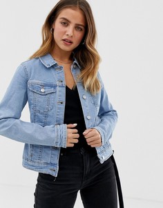 Светло-синяя приталенная джинсовая куртка Bershka - Фиолетовый