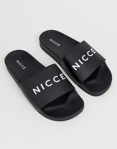 Черные шлепанцы с логотипом Nicce - Черный