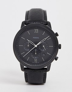 Часы с хронографом и кожаным ремешком Fossil FS5503 Neutra 44 мм - Черный