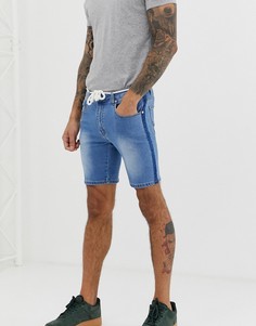 Выбеленные джинсовые шорты с поясом-веревкой и отделкой по бокам Liquor N Poker - Синий