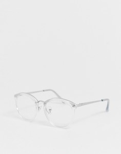 Круглые солнцезащитные очки в прозрачной оправе Burton Menswear - Очистить