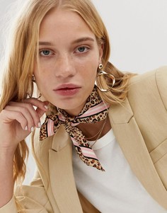 Шарф с леопардовым принтом и полосками Pieces - Мульти