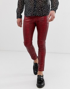 Красные джинсы скинни с эффектом змеиной кожи ASOS DESIGN - Красный