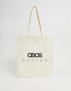 Сумка-тоут с названием бренда ASOS DESIGN - Кремовый