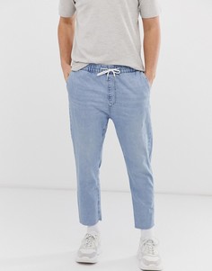 Голубые джоггеры в стиле джинсов Bershka - Синий