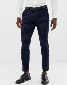 Темно-синие зауженные брюки в полоску Burton Menswear - Темно-синий