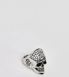 Кольцо из нержавеющей стали с черепом и камнями Reclaimed Vintage inspired эксклюзивно для ASOS - Серебряный