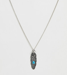 Ожерелье с полудрагоценным камнем и подвеской в виде пера Reclaimed Vintage inspired эксклюзивно для ASOS - Серебряный