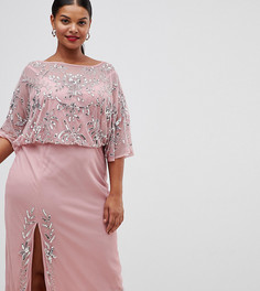 Платье миди с отделкой Lovedrobe Luxe - Розовый