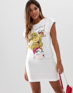 Платье-футболка с тропическим принтом Love Moschino - Белый