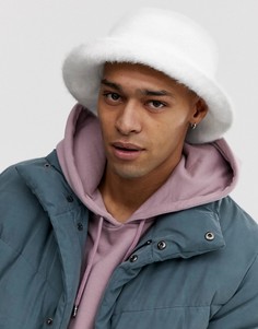 Белая панама из искусственного меха ASOS DESIGN - Белый