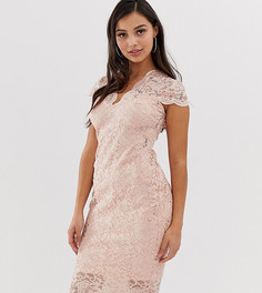 Розовое кружевное платье миди с пайетками Flounce London Petite - Розовый