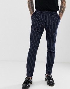 Темно-синие брюки скинни в тонкую полоску Burton Menswear - Темно-синий