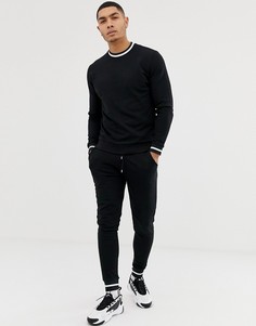 Черный спортивный костюм со свитшотом и джоггерами скинни ASOS DESIGN - Черный