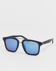 Солнцезащитные очки в черной квадратной оправе Jack & Jones - Черный