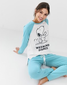 Синий пижамный комплект Womensecret Snoopy Weekend Dance - Зеленый Womensecret
