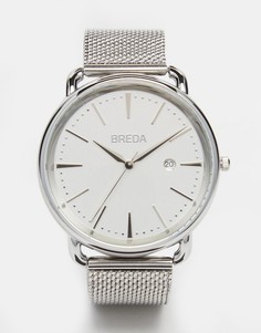 Серебристые часы из нержавеющей стали с сетчатым ремешком Breda Linx - Серебряный