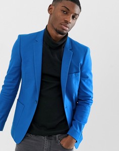 Синий льняной приталенный блейзер ASOS DESIGN - Синий