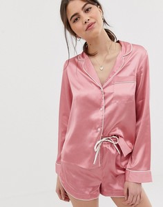 Комбинируемая пижамная атласная рубашка ASOS DESIGN - Розовый