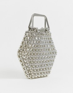 Шестигранная сумка из бусин ASOS EDITION - Серебряный