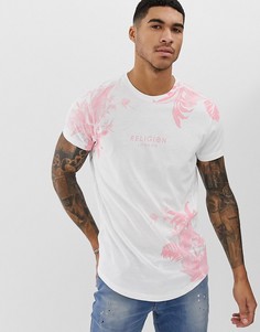Розовая футболка с цветочным принтом Religion - Белый