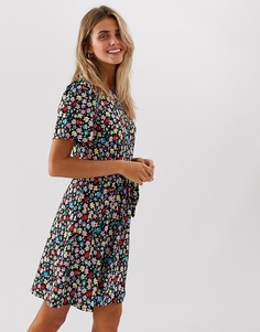 Платье мини с цветочным принтом и поясом JDY - Черный