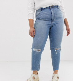 Светлые узкие рваные джинсы в винтажном стиле с завышенной талией ASOS DESIGN Curve Farleigh - Синий