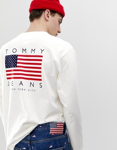 Белый лонгслив с принтом логотипа на груди и рукаве Tommy Jeans US Flag Capsule - Белый