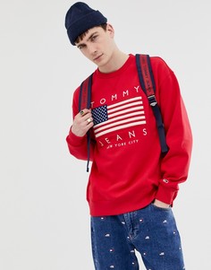 Красный свитшот с круглым вырезом и логотипом Tommy Jeans - Красный