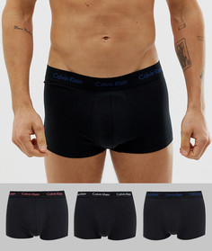 Набор из 3 черных эластичных хлопковых боксеров-брифов с заниженной талией Calvin Klein - Черный