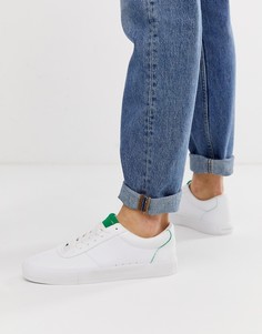 Белые кроссовки с зеленой отделкой Bershka - Белый