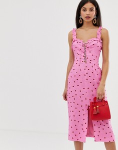 Платье миди с принтом клубники Finders Keepers Lola - Розовый