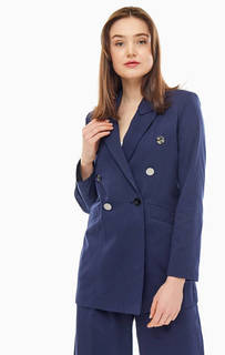 Синий двубортный пиджак из хлопка Armani Exchange
