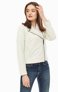 Кожаная куртка косуха молочного цвета Armani Exchange