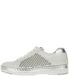 Белые кожаные полуботинки на танкетке Tamaris