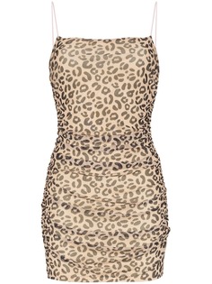 Sandy Liang приталенное леопардовое платье мини Lily