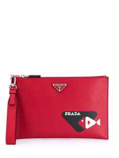 Prada printed Saffiano leather pouch