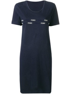 Fendi Vintage платье-футболка с вышитым логотипом 1990-х годов