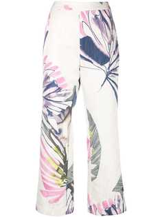 Josie Natori Botanical Palm jacquard pants