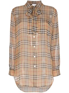 Burberry блузка с бантом в клетку Vintage Check