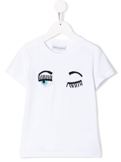 Chiara Ferragni Kids футболка с принтом Winking Eye